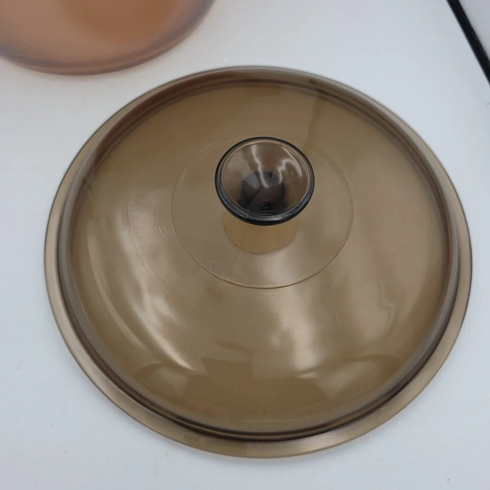 Corning Visions Ware Dutch Oven Stock Pot 4.5L PYREX Lid Amber Glass READ